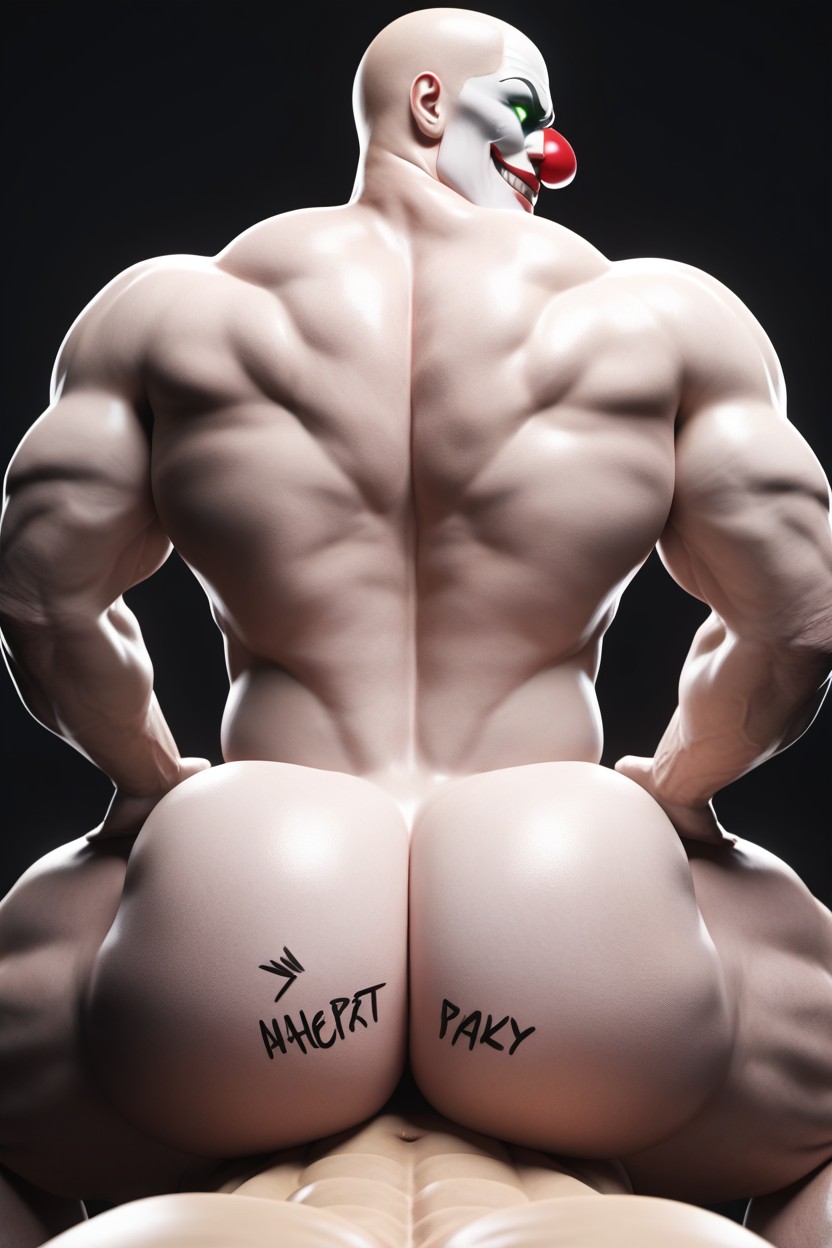 Rounded Ass, Evil Clown, Bright White Skin AI Gay Porn