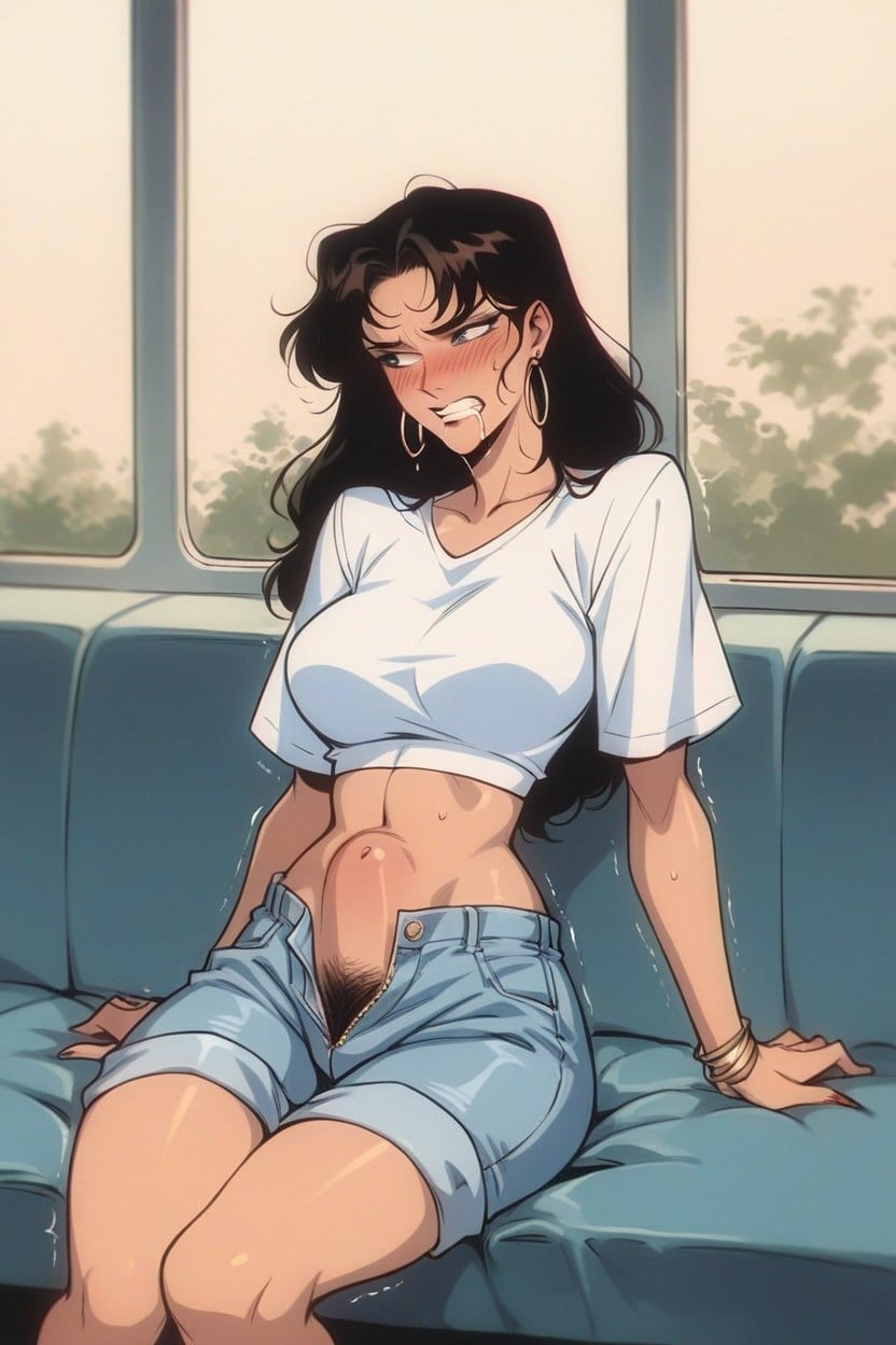 Waist Focus, Wide Hips, Sweaty Skin Hentai AI Porn