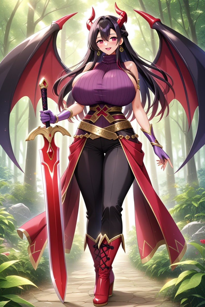 Red Eyes, Black Dancer Pants, Multi Colored Hair Hentai AI Porn
