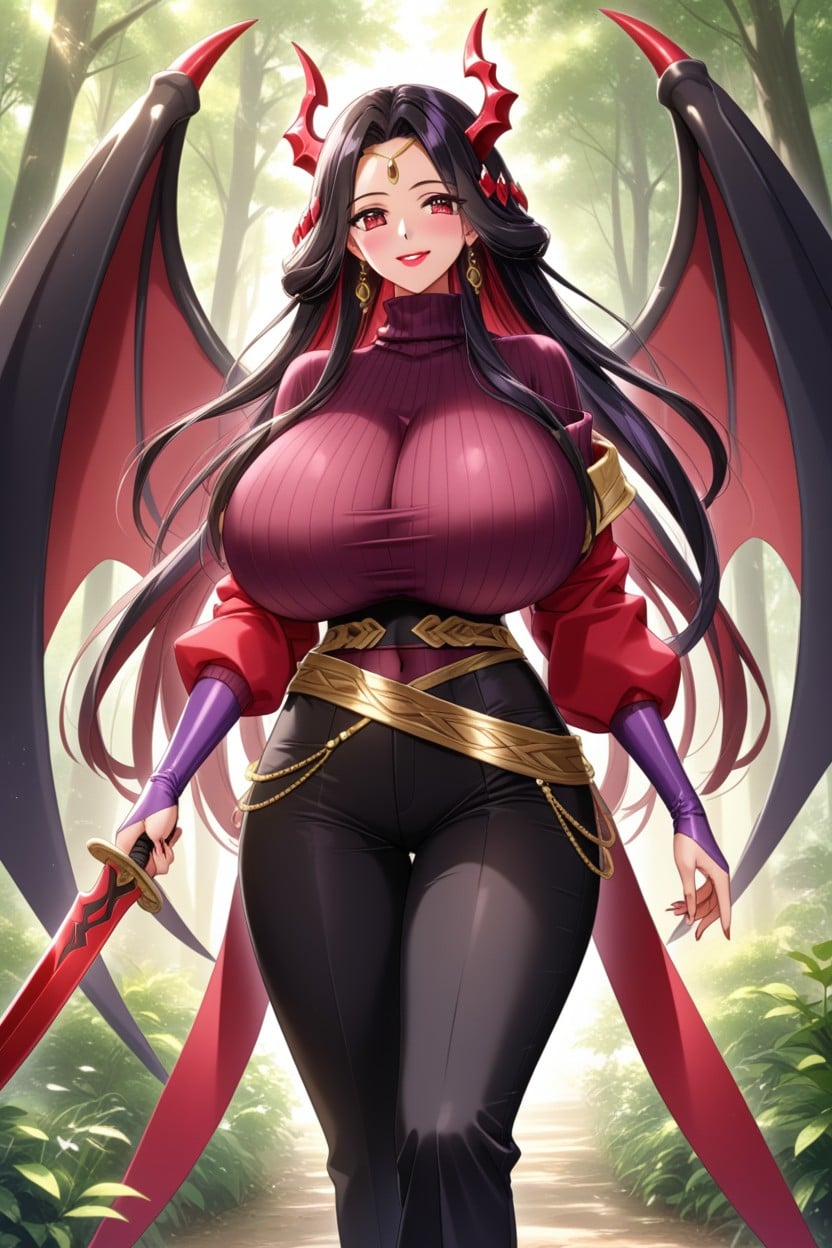 Brown Skin, Red Eyes, Smile Hentai AI Porn