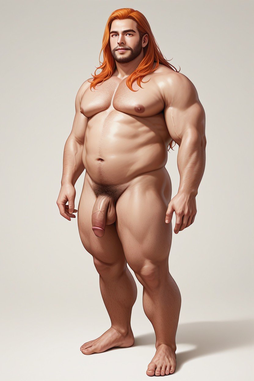 An Gray And Very Old Fat Man Standing Nude Exposing His Extra Large Hanging Balls And Flaccid Extra Fat Uncut Penis Dangling Between His Legs, 18+, 茶色の目 ゲイAIポルノ