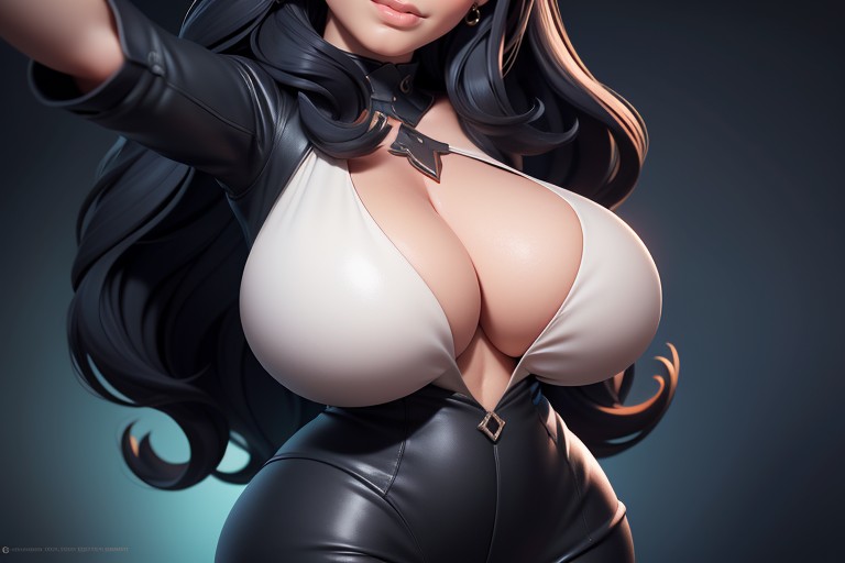 Long Straight Black Blue Hair, Most Absurdly Unreal Hyper Immense Massivlely Ultra Mega Fat Breasts Expansion, 18+ Hentai AI Porn
