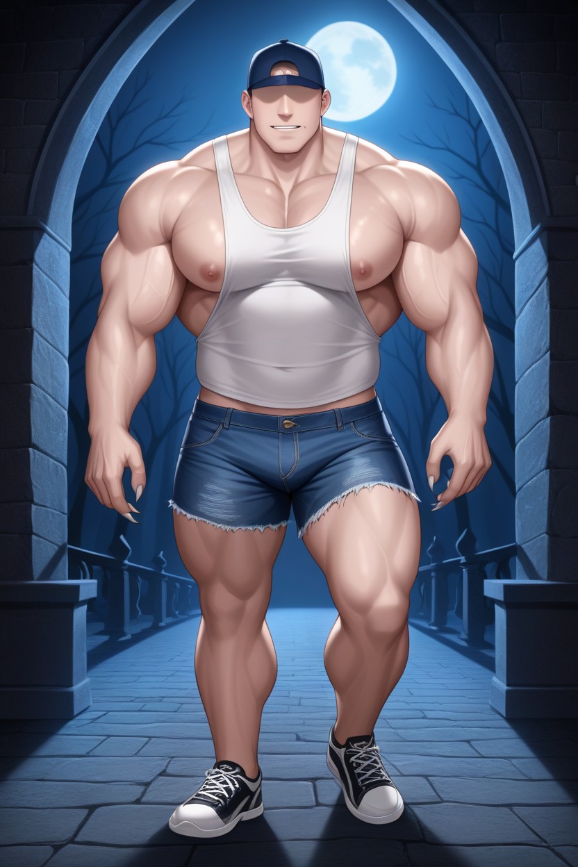 Human Holding A Flashlight, Flustered, Monster With Flaccid Cock AI Gay Porn