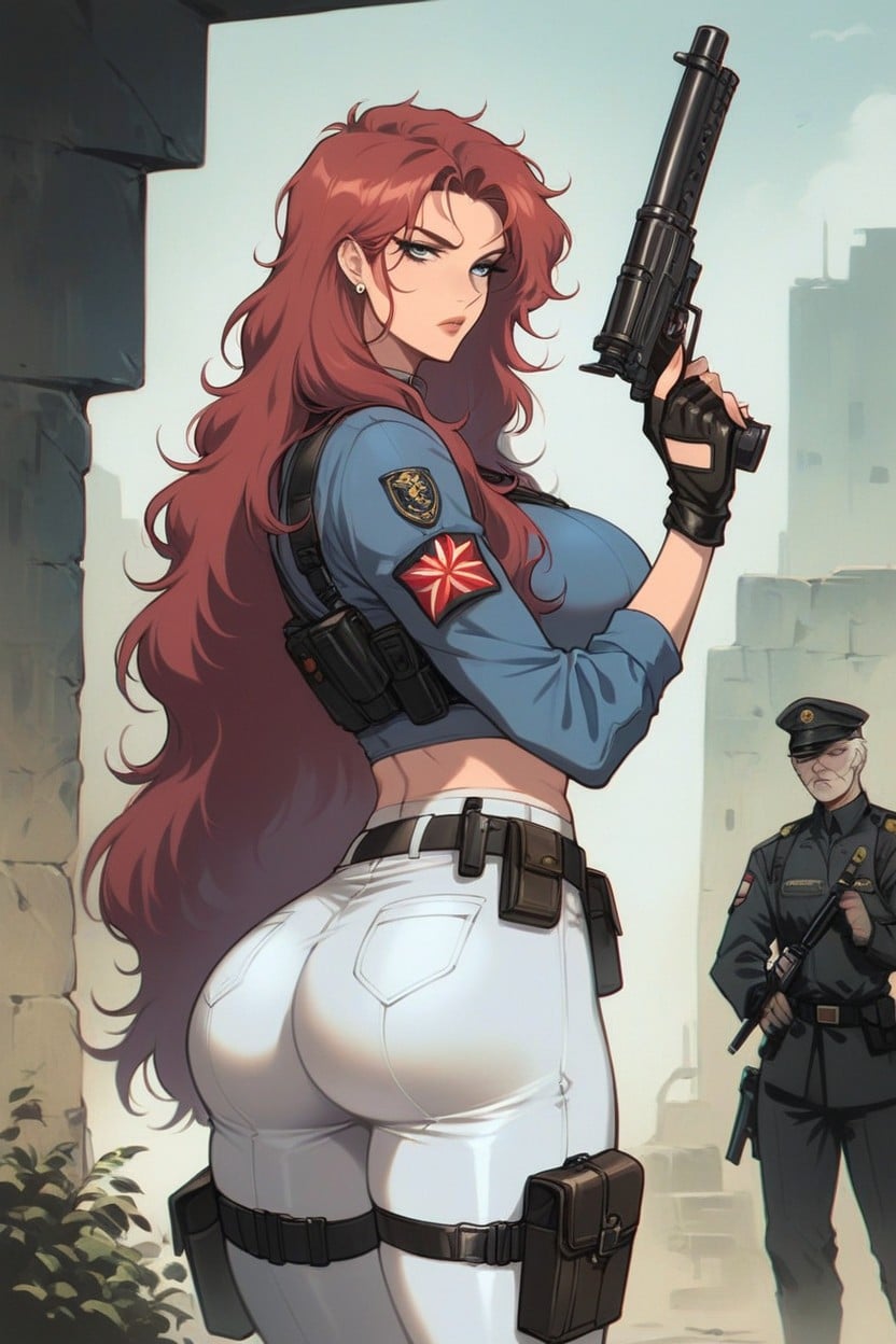 Mature Female, Tight Pants, Holstered Hentai AI Porn