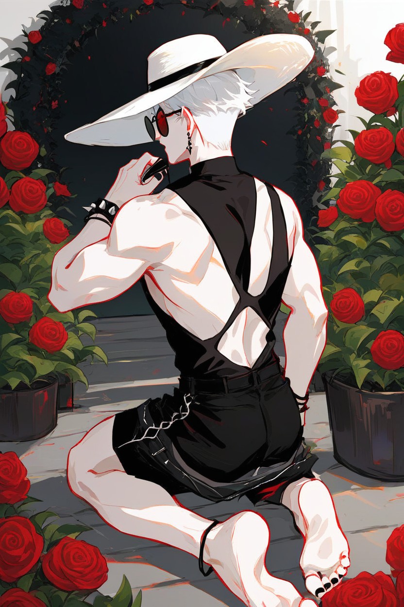 Bracelets, Goth Guy, Kneeling Down ゲイAIポルノ