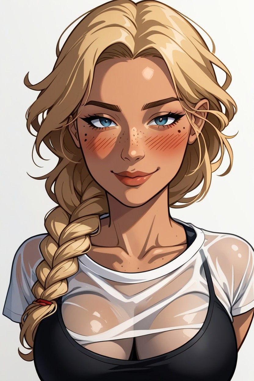 Fare Skin, Finnish Eyes, Arms Behind Back AI Porn