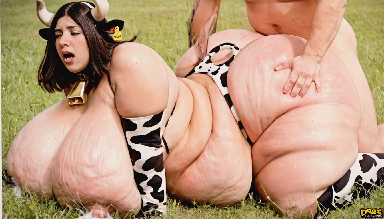 Septum Ring Nose Piercing, Bright Sunny Day, Cowprint Bikini AI Porn
