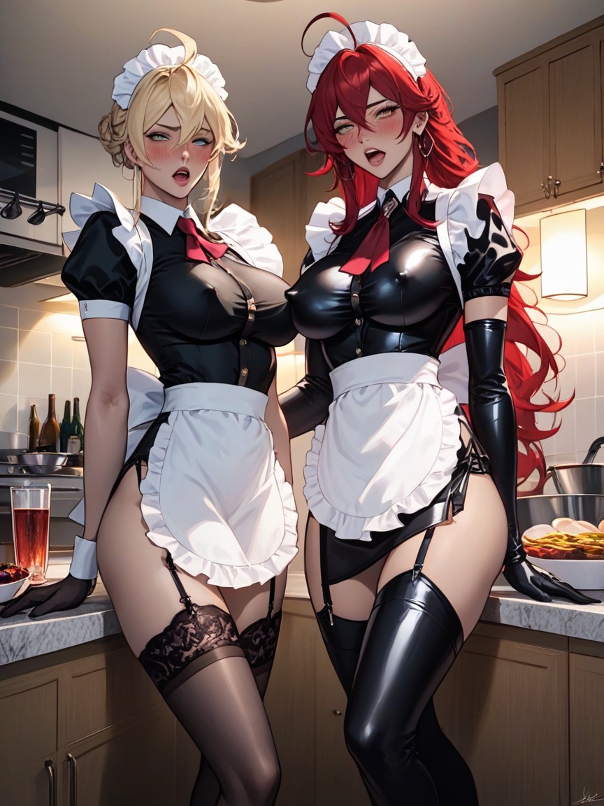 Elbow Gloves, Threesome, No Glitches Hentai AI Porn