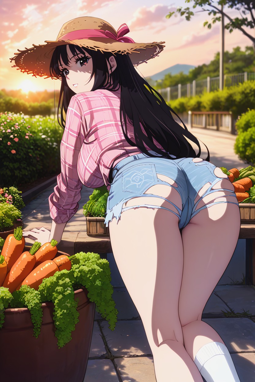 Big Round Butt, Top Down View, Long Black Hair AI Porn