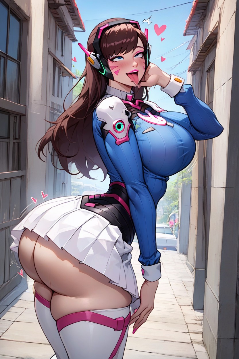 Thighs Exposed, Bending Over, Neckline AI Porn