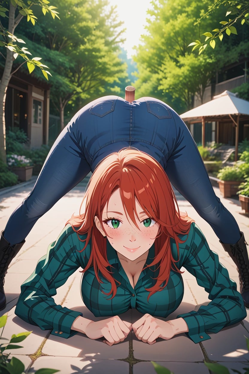 Giant Large Breasts, Looking Down At Viewer, Sweat Dripping Down Hentai AI Porn