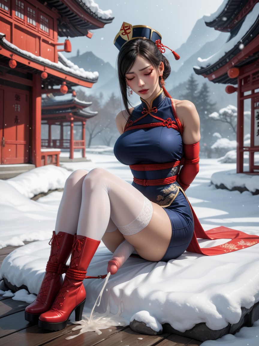 Chinese Hanfu, Snowing, Bondage Legs Shemale AI Porn