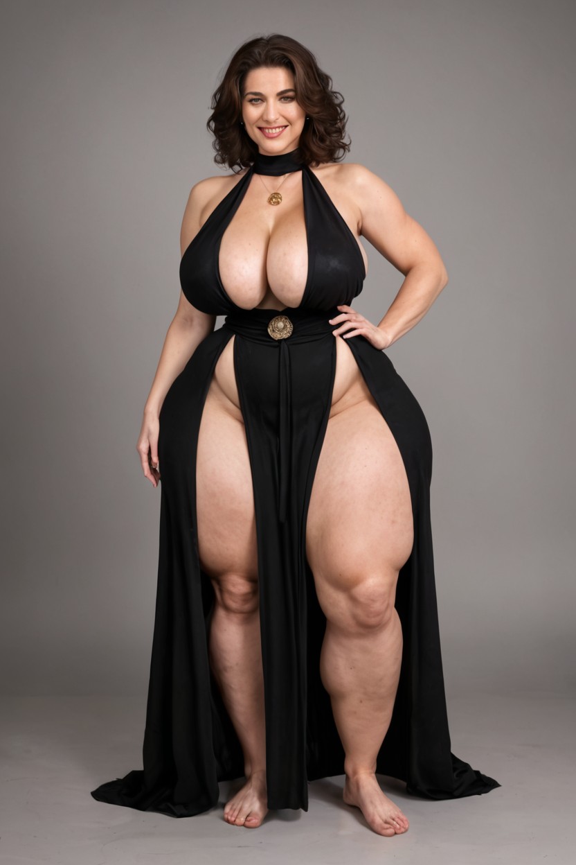 Exaggerated Wasp Waist, Perfect Body, Form Fitting Clothes MILF AI Porn