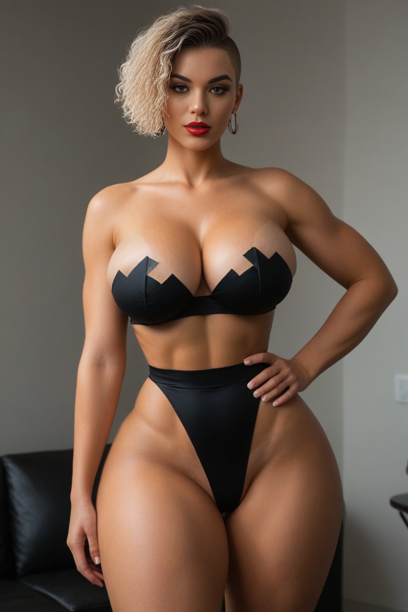 Facing Viewer, Sexy Mulatto Woman, Toned Stomach AI Porn