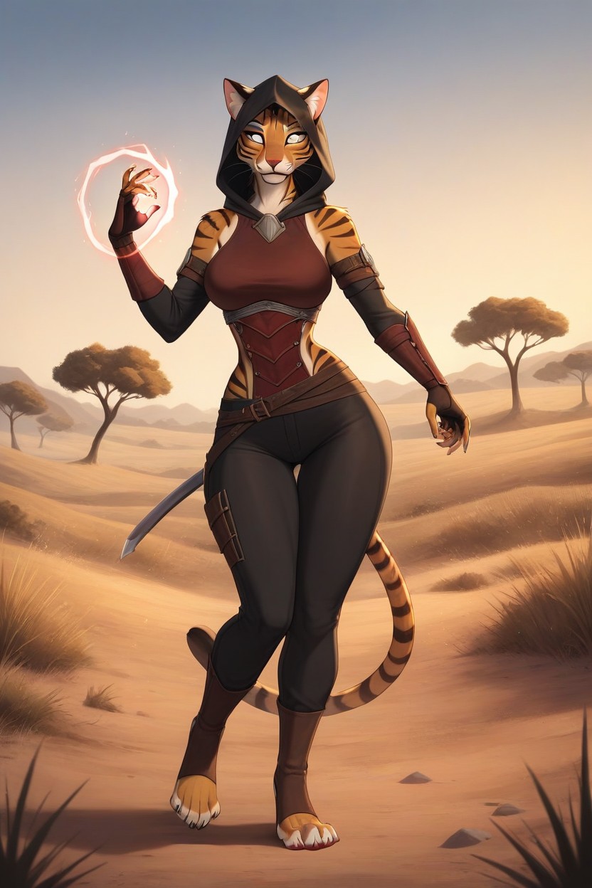 Confident Pose, Brown Hair, Aggressive Pose Furry AI Porn
