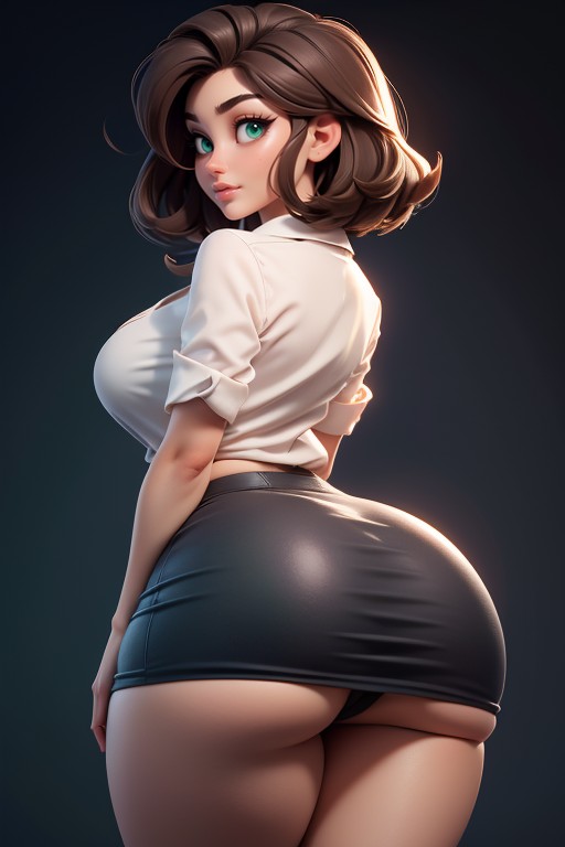Ass Cheeks Visible, Beasts Fully Exposed, Green Eyes Hentai AI Porn