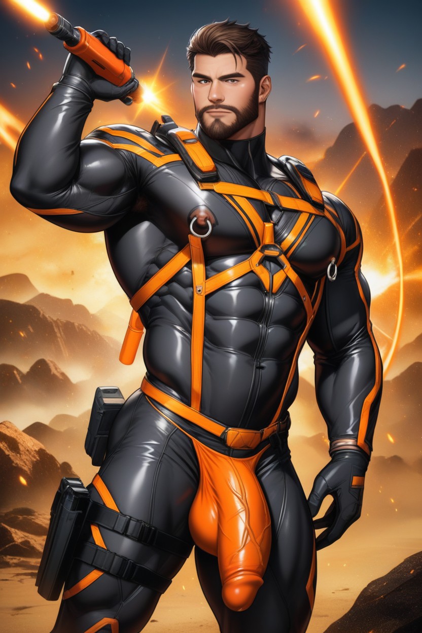 Octane Render, Muscle Daddy Physique, 18+ AI Gay Porn