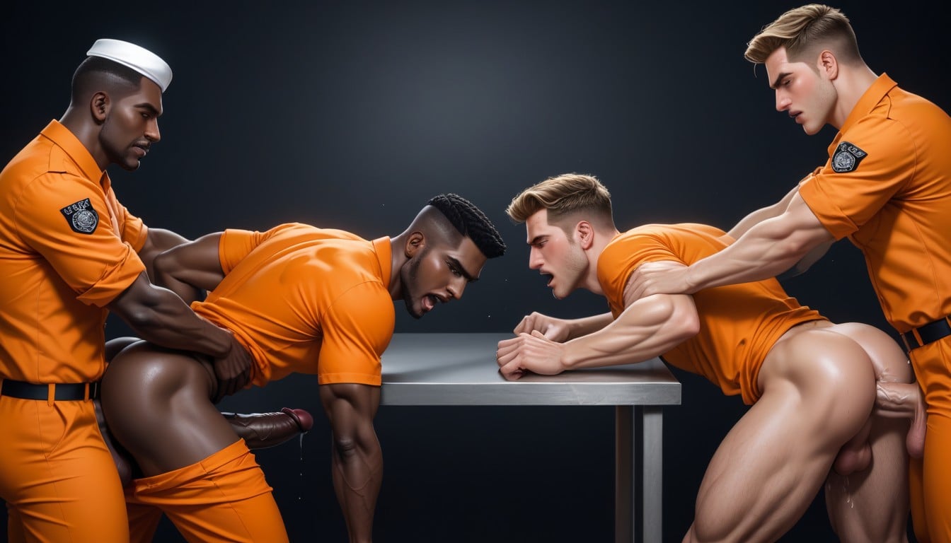 Dark African Man, Fucked To Orgasm, Hips Grabbed From Behind AI Gay Porn