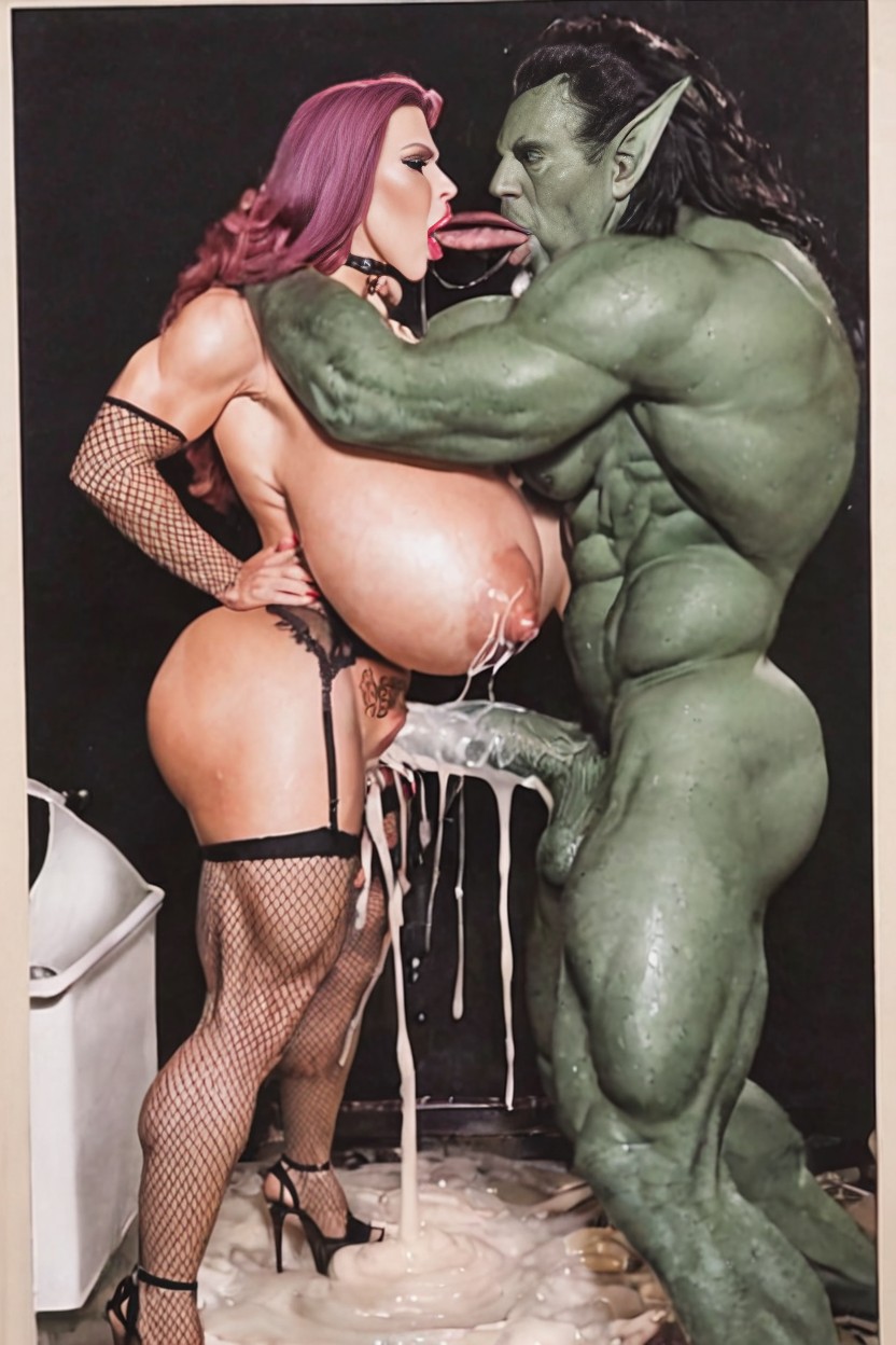 Extreme Massive Lactating, Muscled Woman Legs, Monster Pounding Her AI Porn