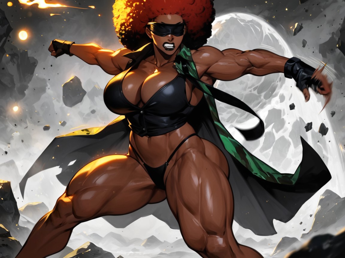 Wide Long Shoulders, Camouflage Cargo Pants, Afro Porno IA latina