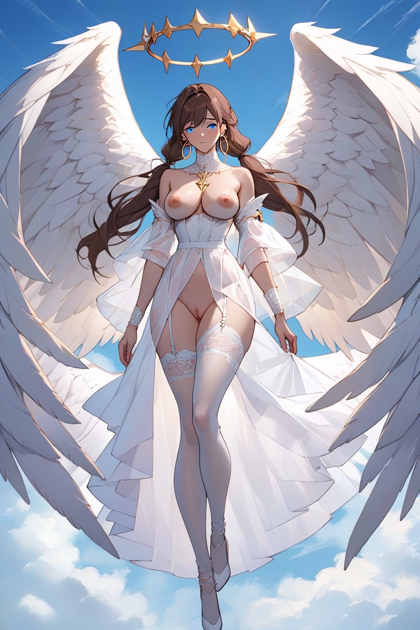 Photography, Wings With Beautiful And Abundant Feathers, Brunette Hentai AI Porn