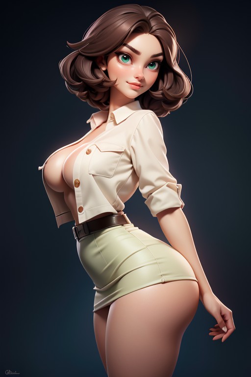 Thick Thighs, Sly Sexy Seductive Smirk, Bottom Up (upskirt) Hentai AI Porn