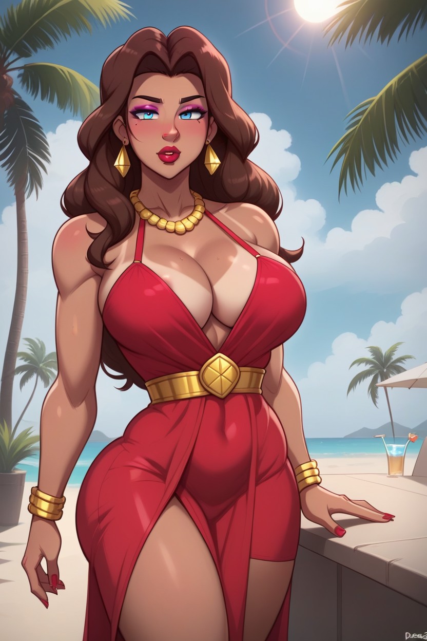 Shadow Lighting, Slutty Dress, Palm Trees Hentai AI Porn