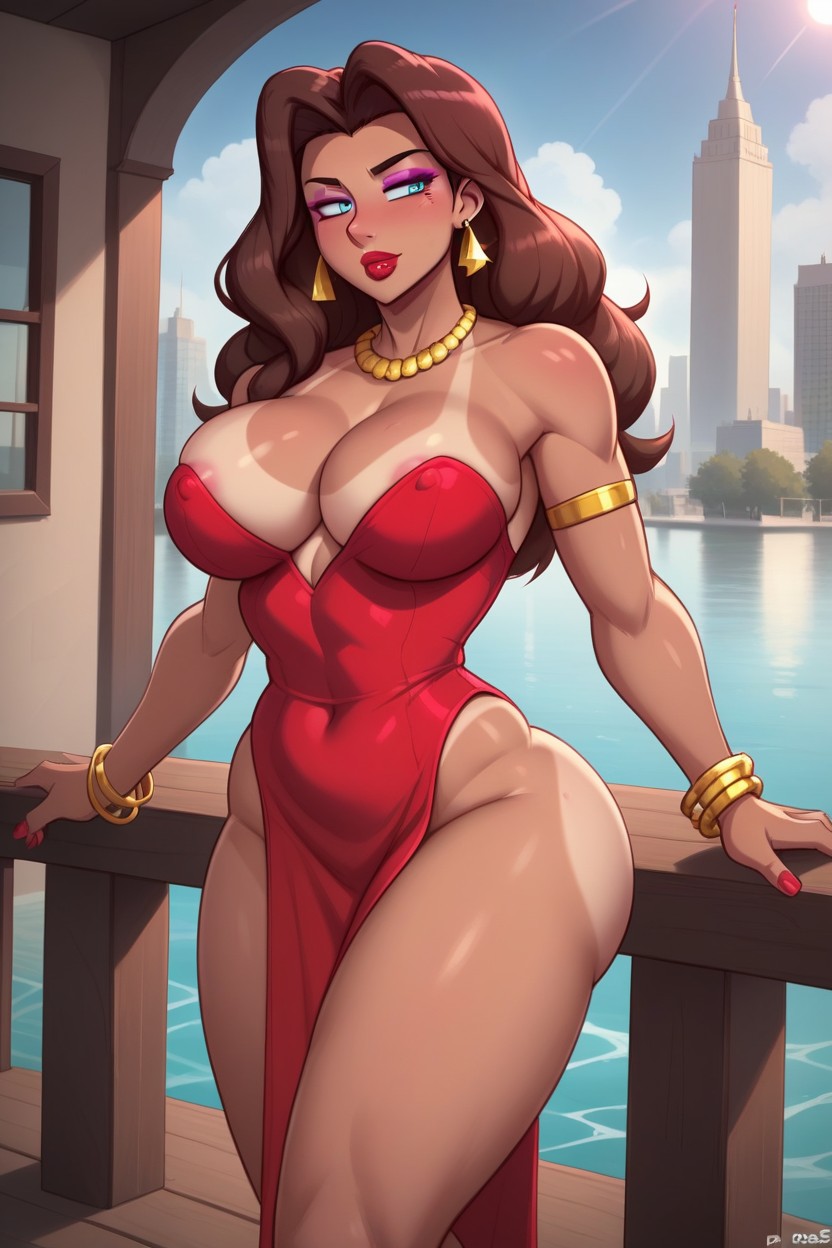 Voluptuous Figure, Outdoor, Wide Hips Hentai AI Porn