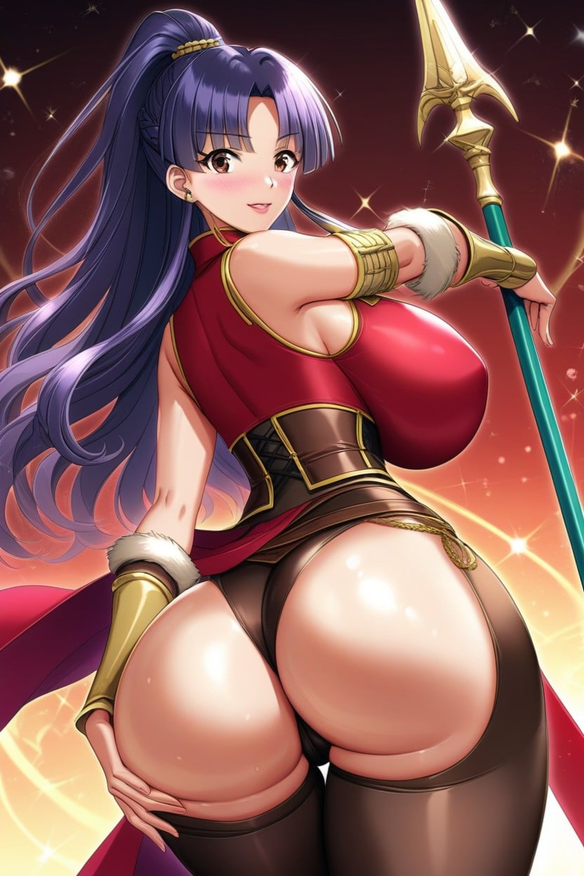 Dark Purple Hair, Kanu Unchou From Ikkitousen, Black Arm Sleeves Hentai AI Porn