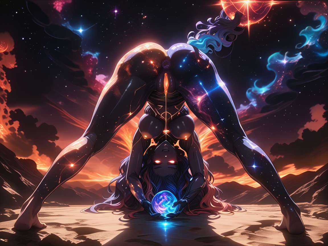 Holding Planet Earth In One Hand, Perfect Round Breasts, Empty Space Background Hentai AI Porn