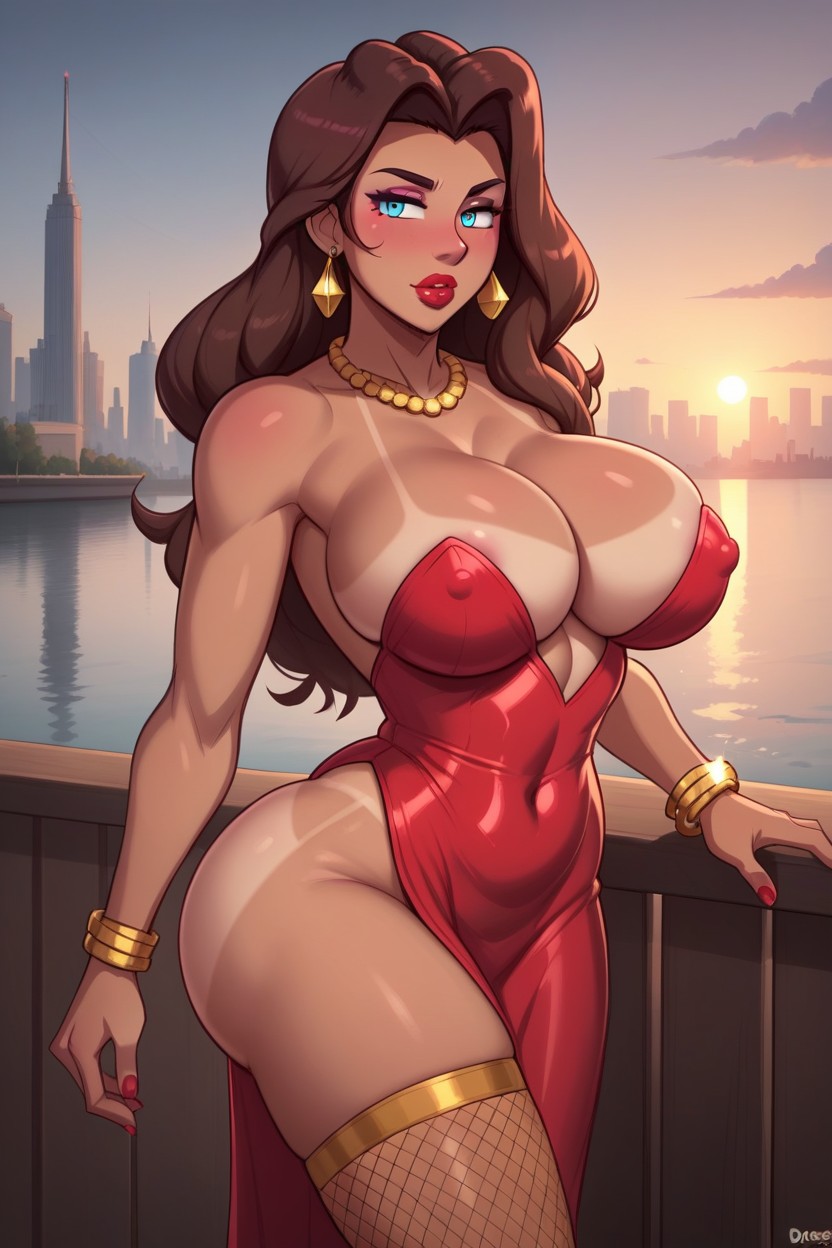 Pelvic Curtain, Bimbo, Large Slanted Blue Eyes With Seven Eyelashes On Each Hentai AI Porn