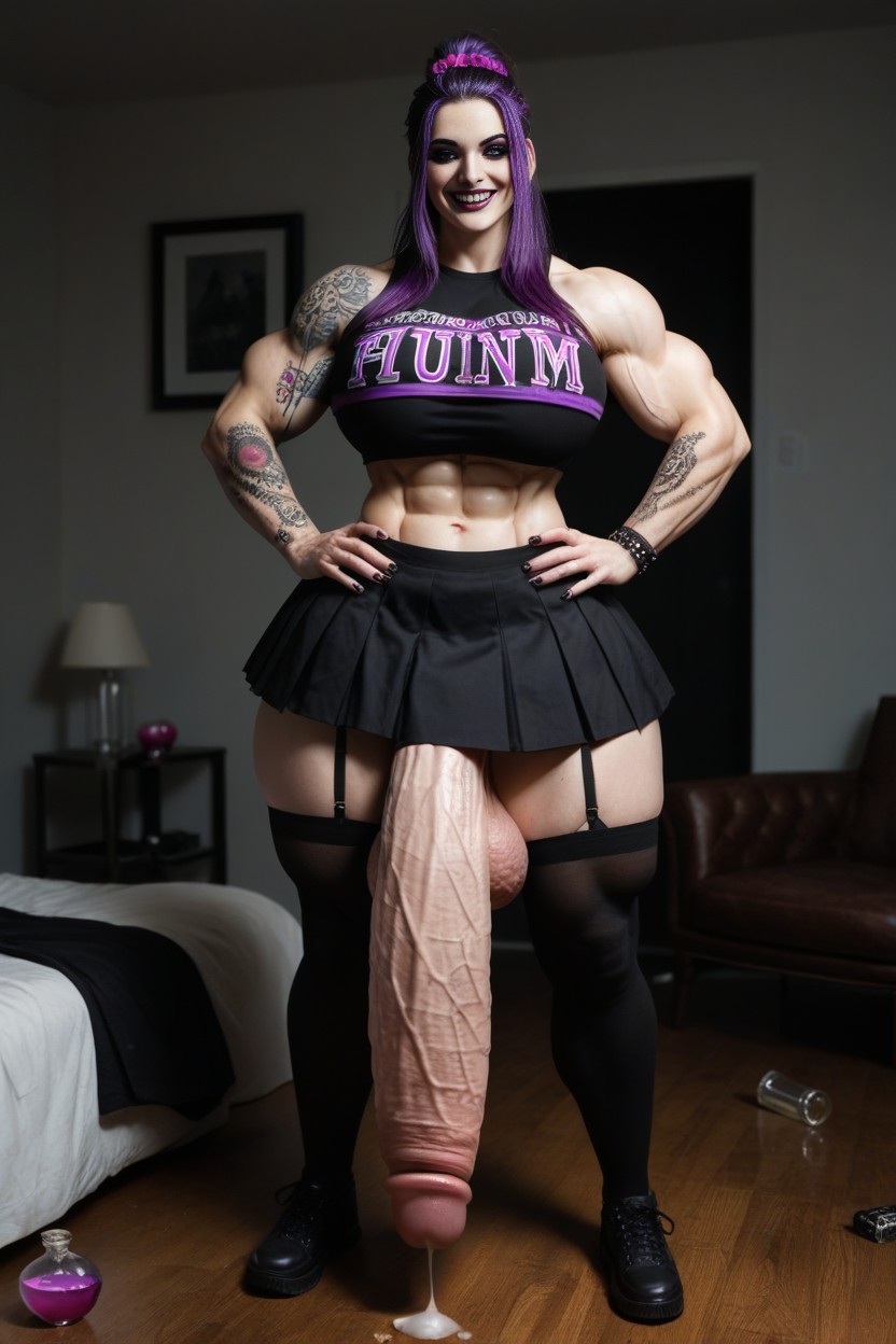 Hyper Wide Hips, Hyper Gigantic Mega Cock, Pale Skin Porno shemale IA