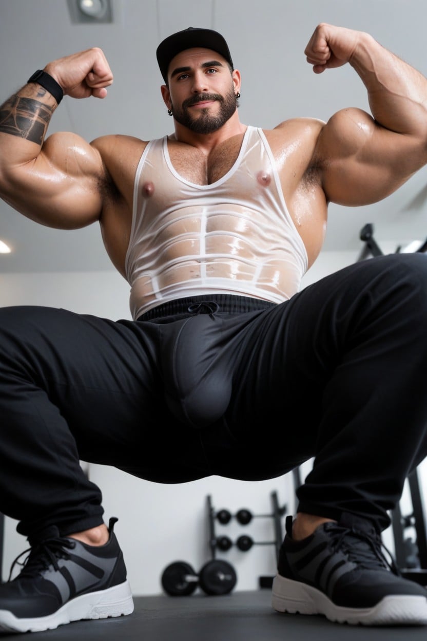 Large Ass, Greasy, Nipples Showing Out Of Tank Top AI Gay Porn