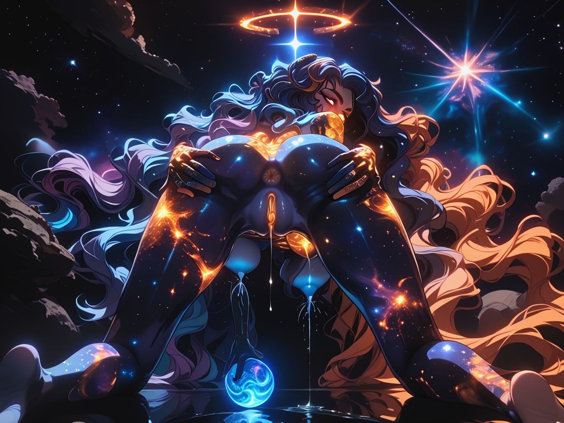 Holding Planet Earth In One Hand, God Like Body, Shiny Nipples Hentai AI Porn