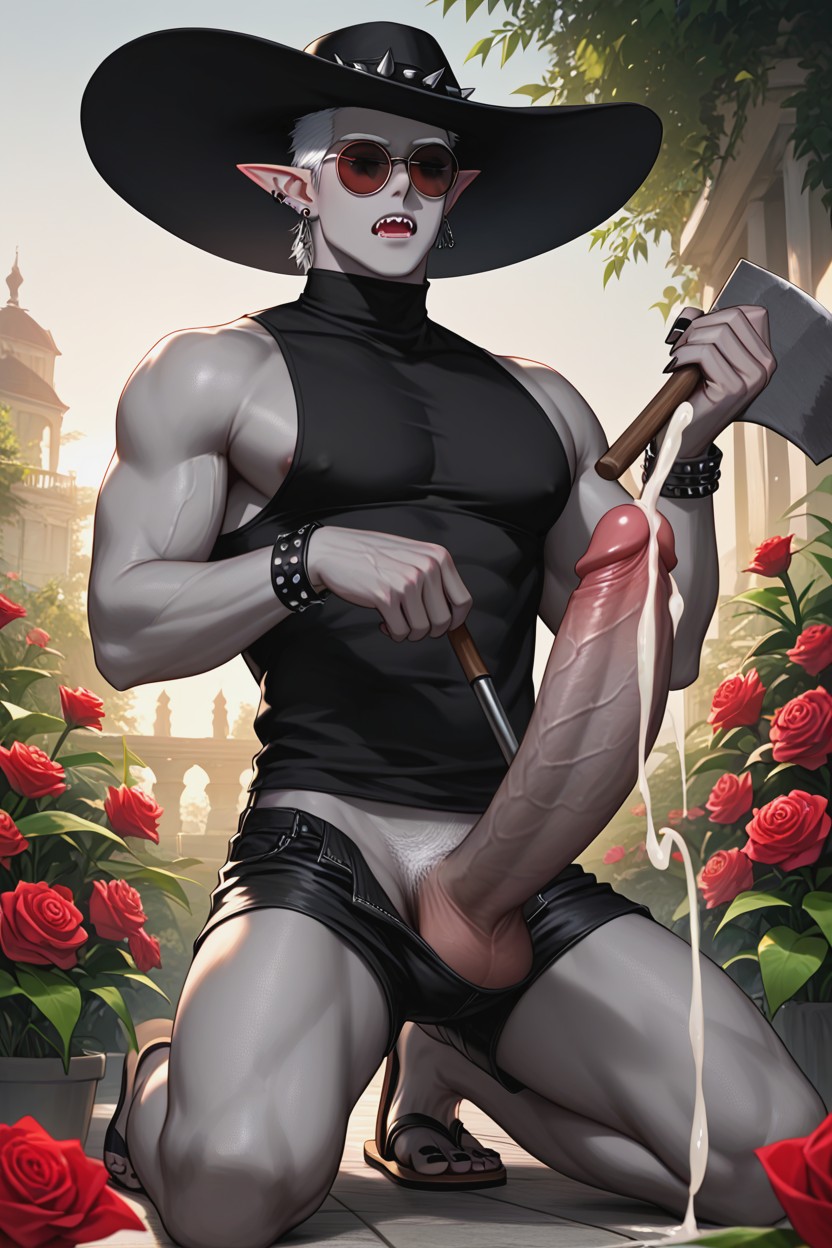 Grey Skin, Earrings, Cumshot AI Gay Porn