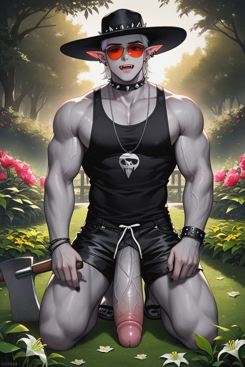 Spiked Chocker, Grey Skin, Dark Shadows AI Gay Porn