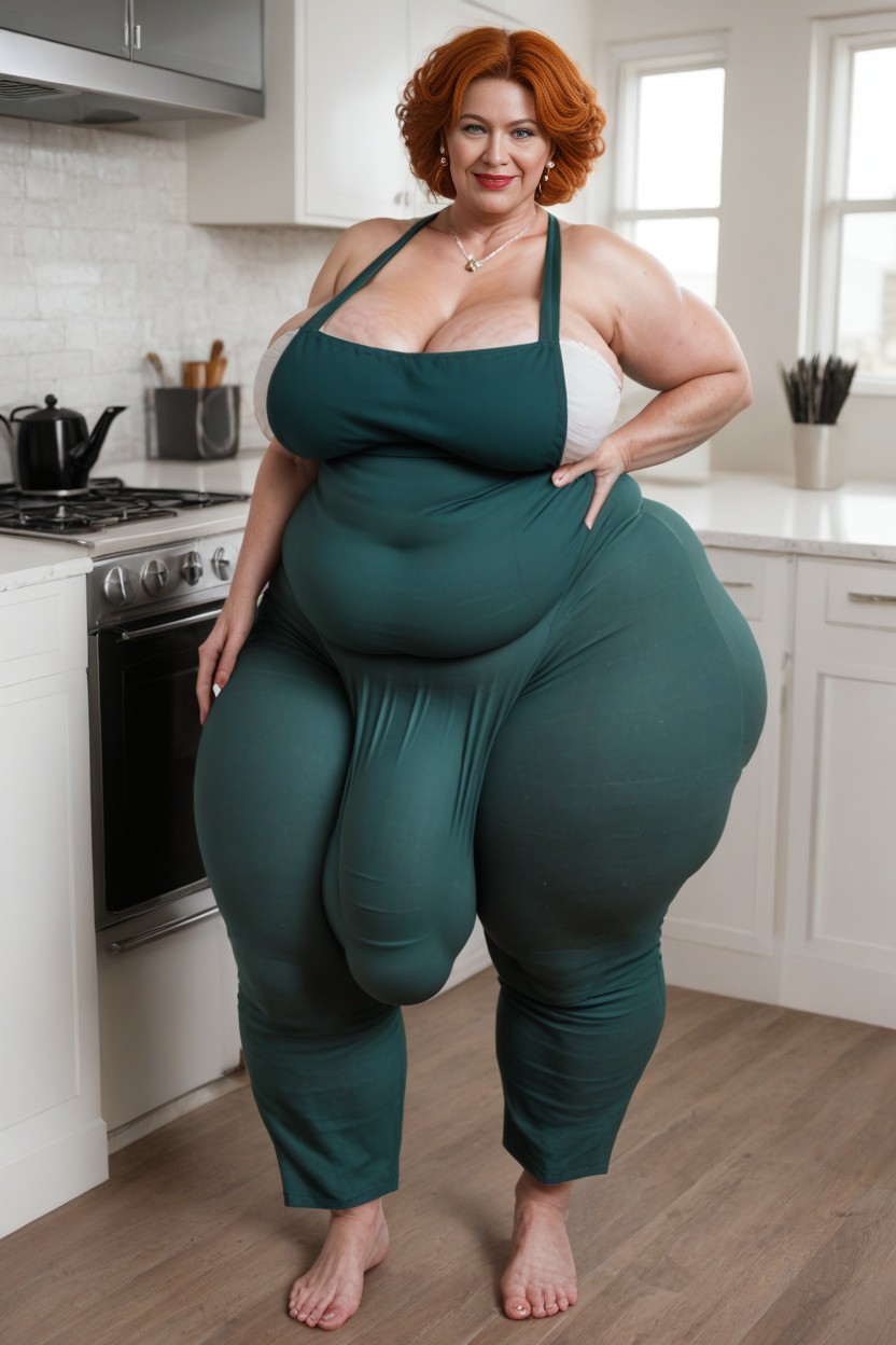 Cellulite Legs, 60+, Green Apron AI Porn