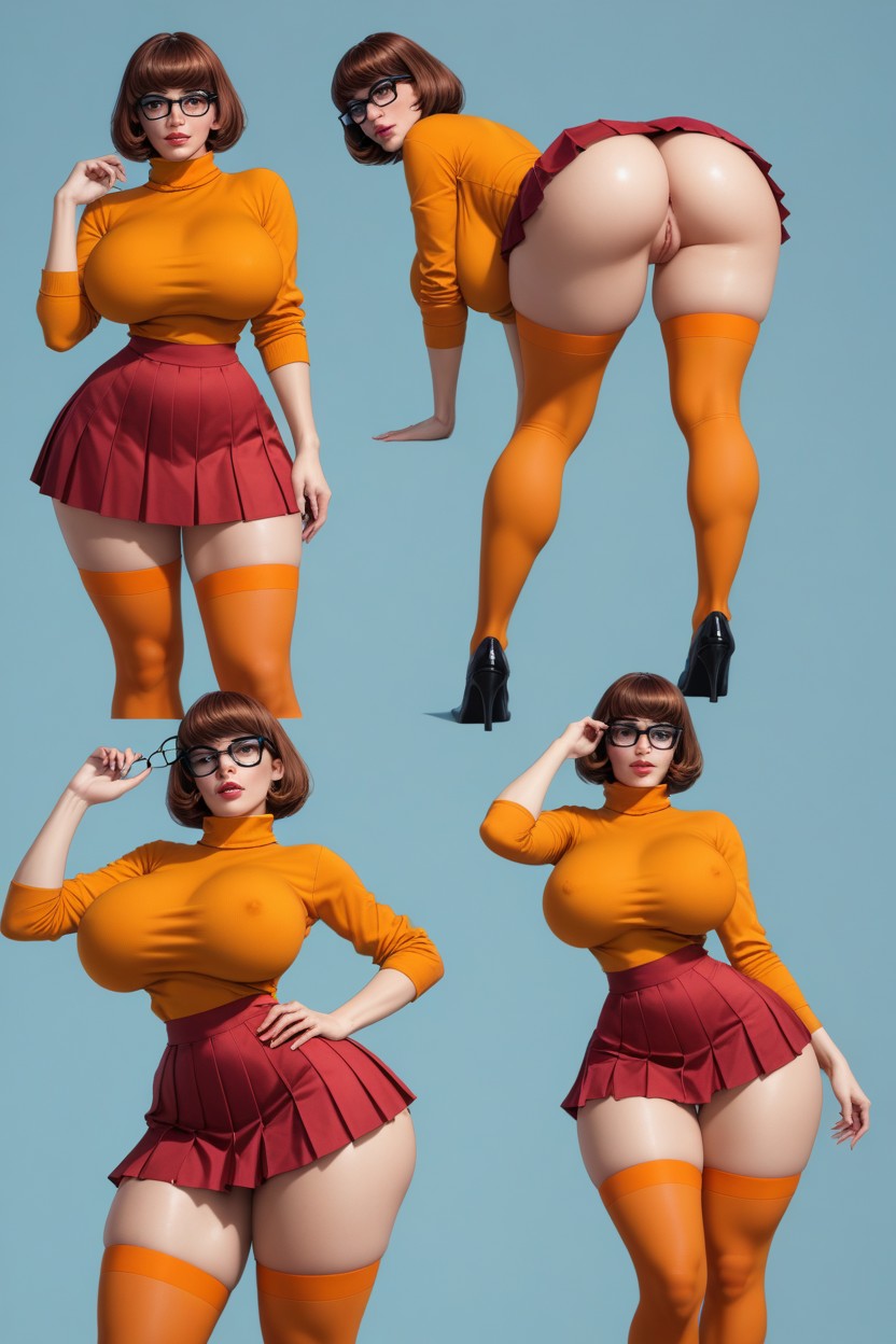 Stand With Legs Wide Apart, Thick Hips, Wasp Waist AI Porn