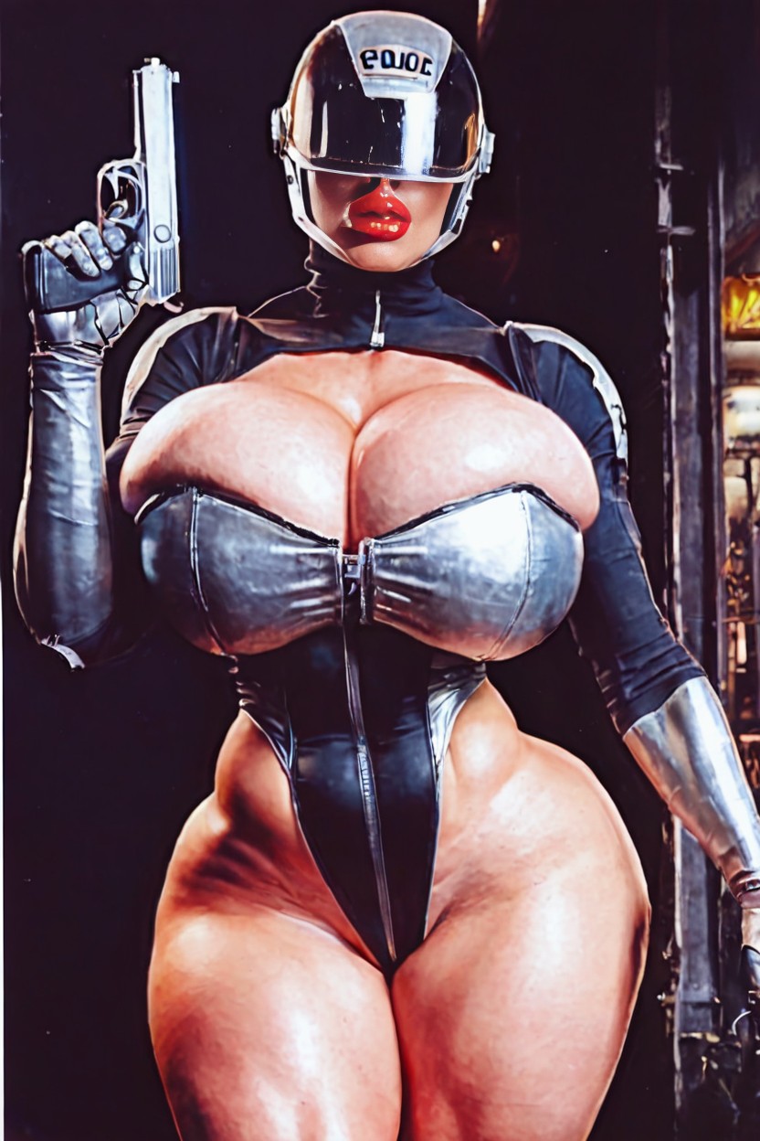 Steel Robocop Helmet, Hdr, Enormous Round Ass AI Porn