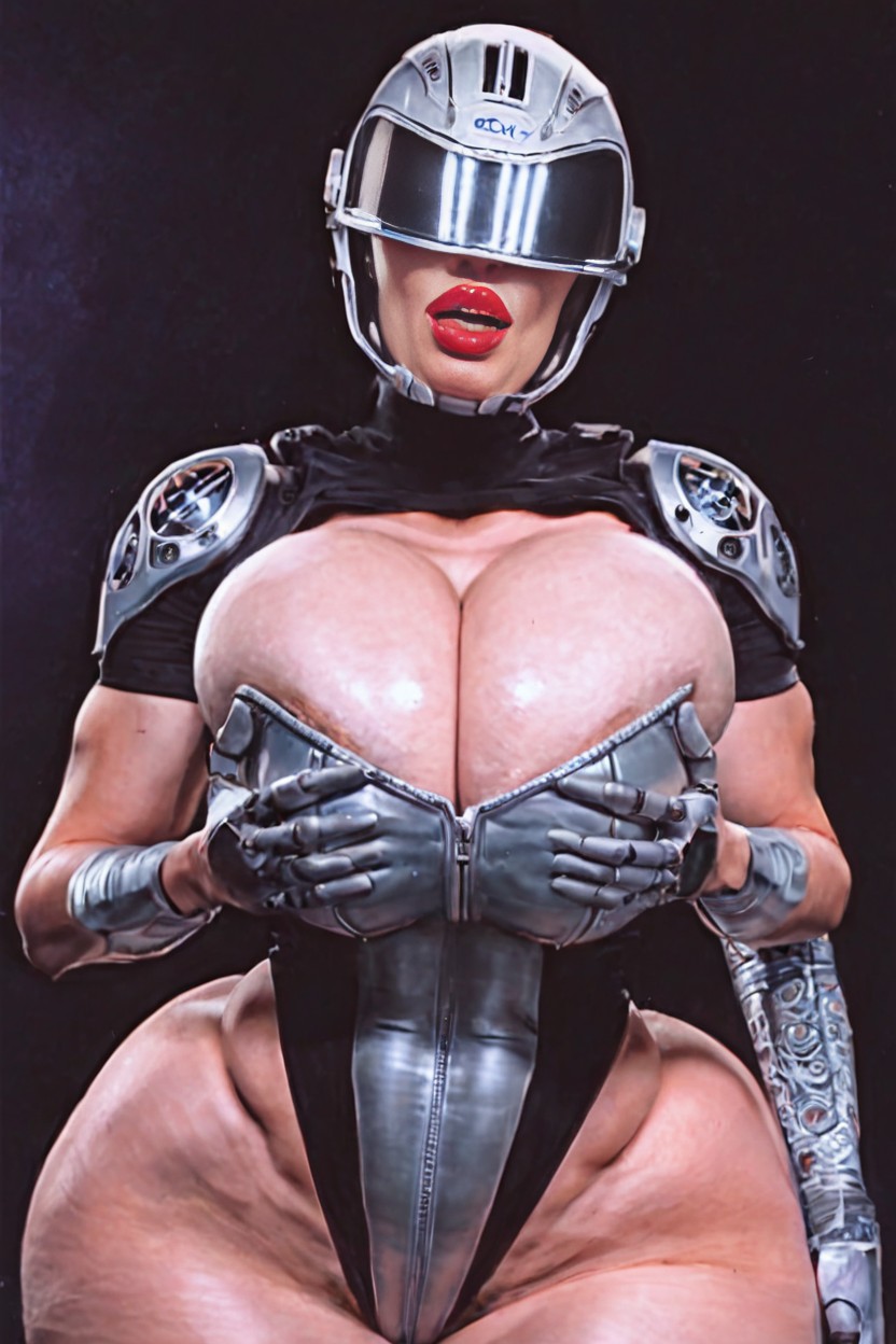 Enormous Bimbo Tits, Shady Night Street, Glossy Edges AI Porn