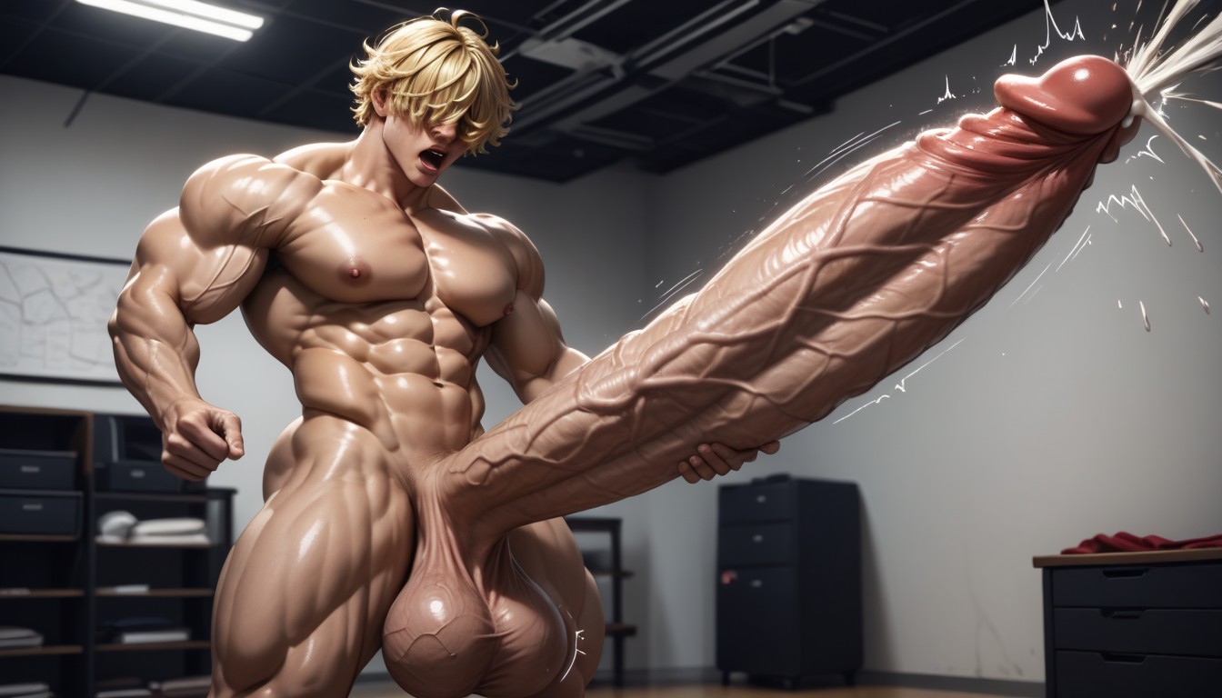 Super Strong Cock, Naked, Giant Sloshing Balls AI Gay Porn