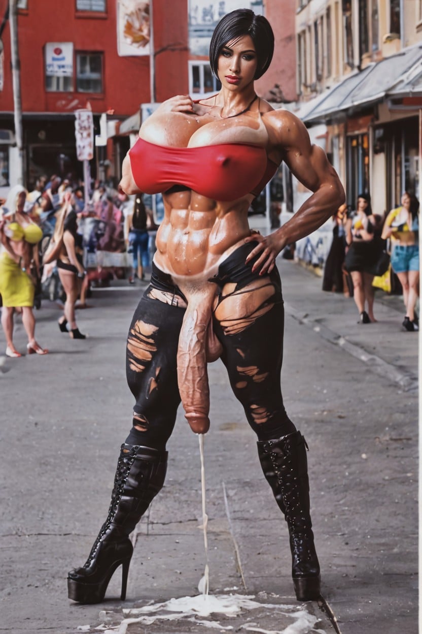 Oily, Flawless Features, Thicc Thick Thighs Shemale AI Porn