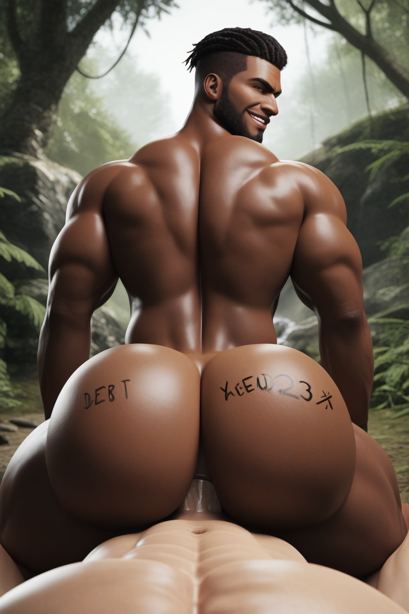 Bottom Asking Top If He Can Hear The Sounds Of His Dick Being Destroyed Inside By His Hole, Bottom On Top, Body Writing AI Gay Porn