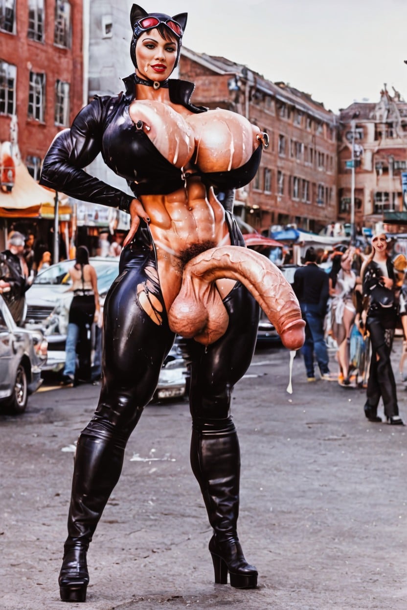 Big, Hdrprofuse Pubic Hair, Laying In Middle Of A Crowded Street With People Aroundperfect Facedelicious Shemale AI Porn