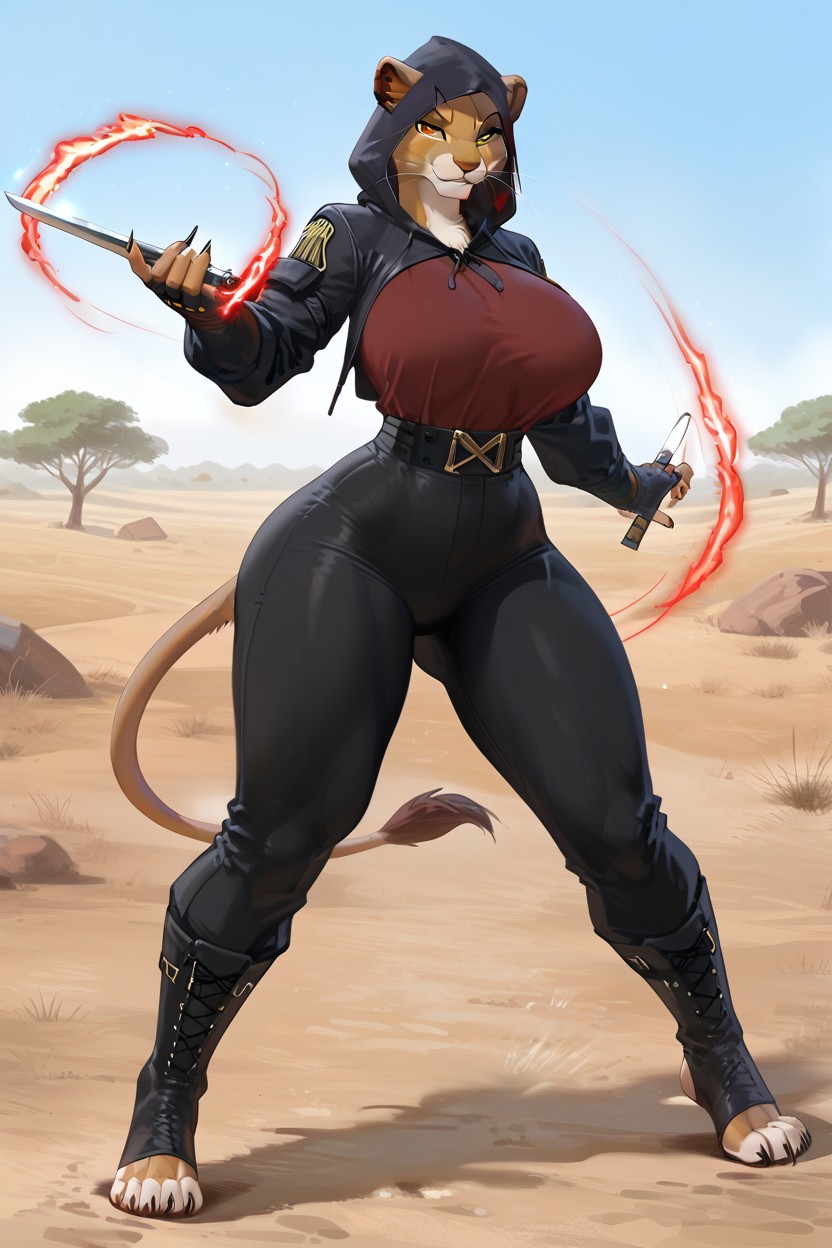 Bald, Aggressive Pose, Tight Pants Furry IA