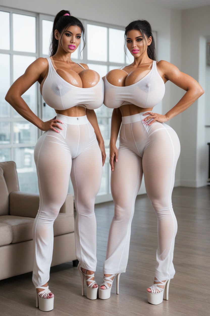 Two Stunning Beauty, 2 People, Skinny AI Porn