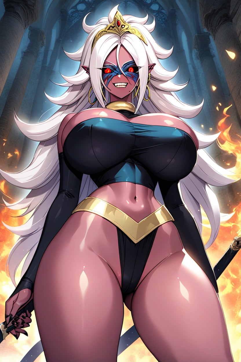 Long Tail, Hyper Breasts, Stomach Exposed AI Porn