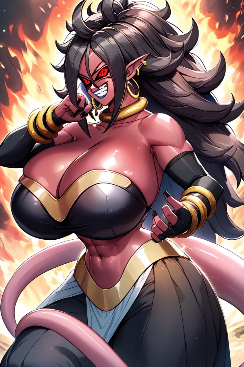 Leaning Foward, "android Majin From Dragon Ball Fighterz", Wide Hips AI Porn
