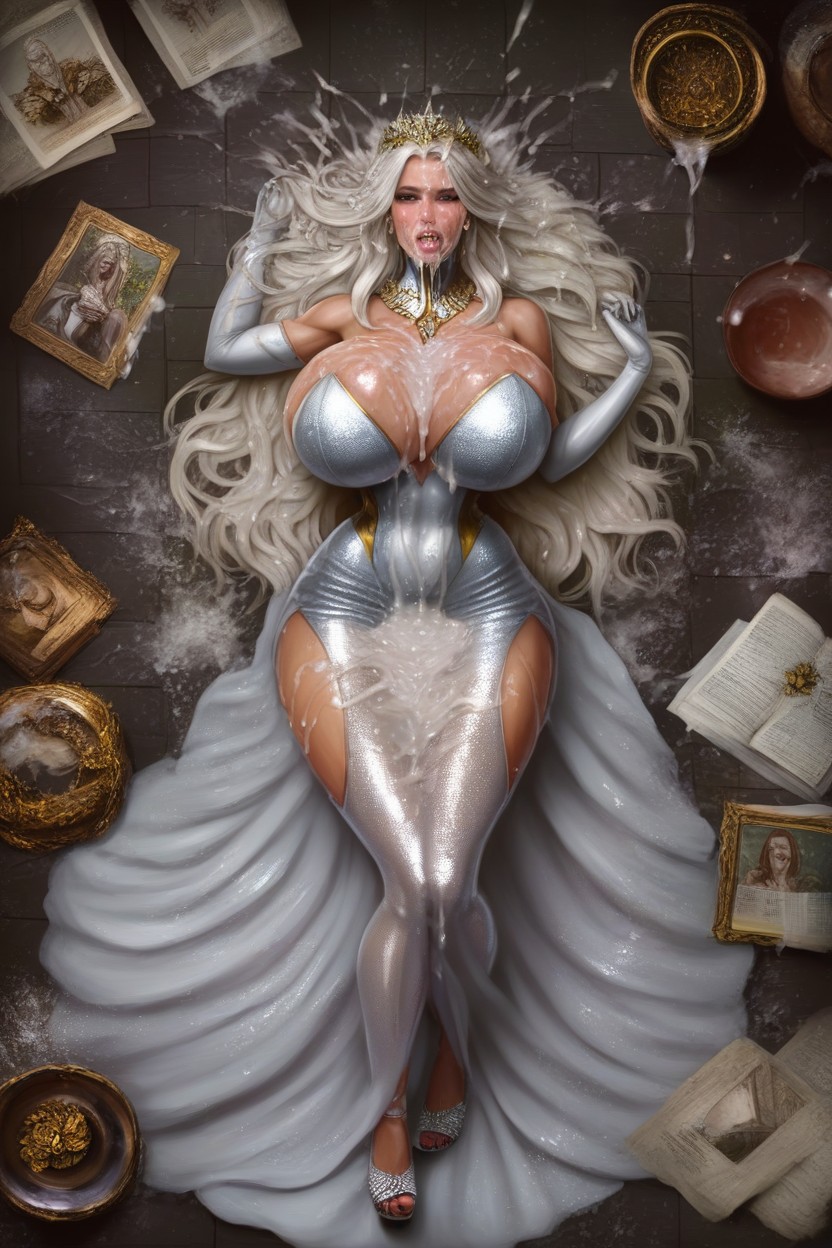 Hyper Realistic, Lying On Black Bed, Perky Breasts AI Porn