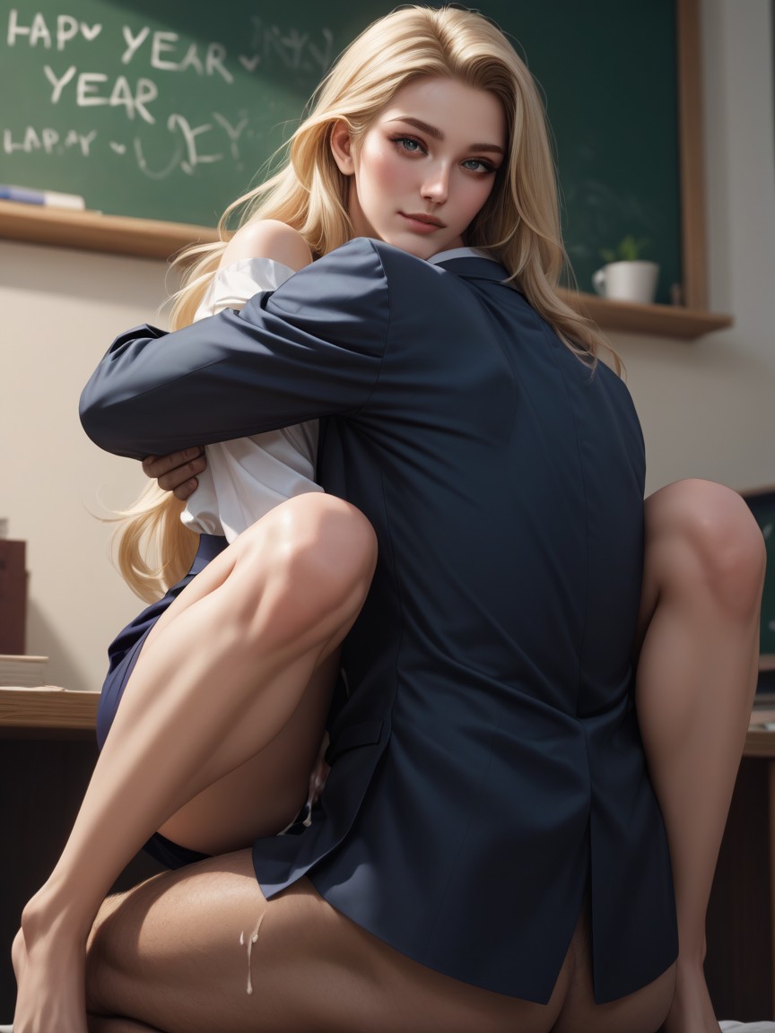 Her Head Up, Cum Dripping, Long Legs AI Porn